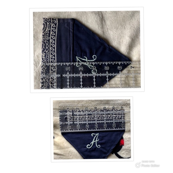 HANDMADE DOG BANDANA PERSONALIZED MONOGRAM “A” REVERSIBLE SLIP ON COLLAR - Picture 6 of 10